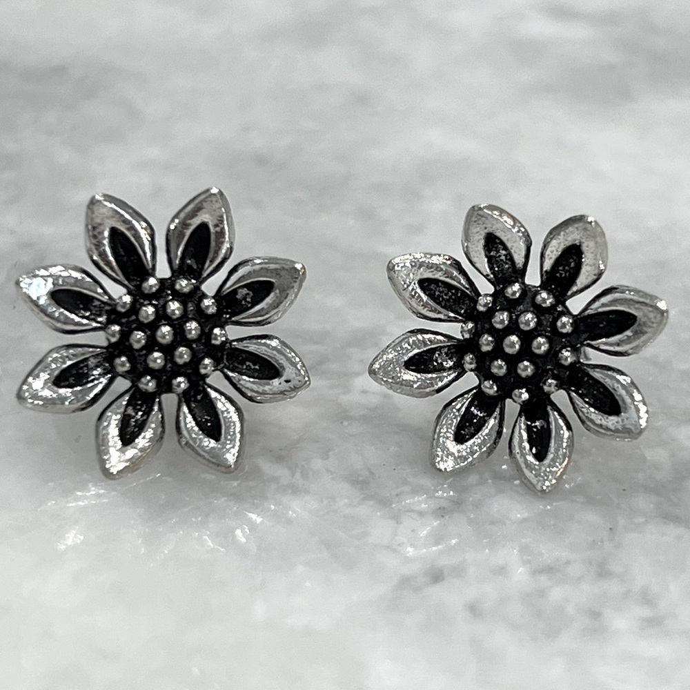 Sterling Silver Large Sunflower Earrings